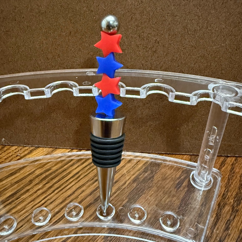 Star-Themed Wine Bottle Stopper- stainless steel - silicone beads- handmade
